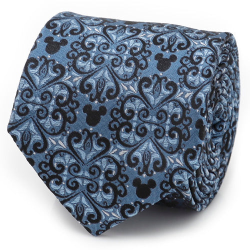 Mickey Mouse Damask Tile Blue Men's Tie
