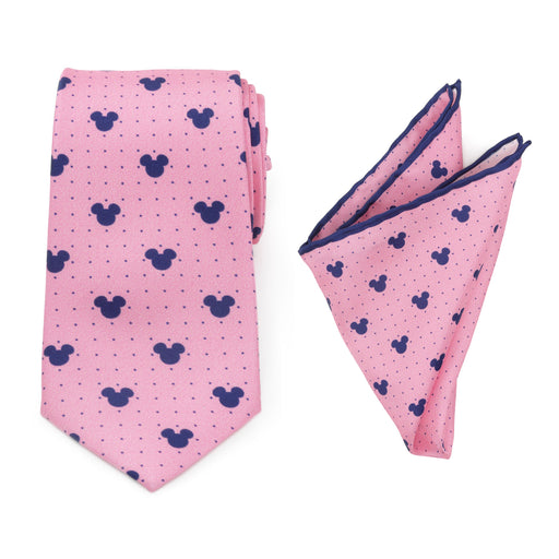 Mickey Mouse Dot Pink Tie and Pocket Square Gift Set