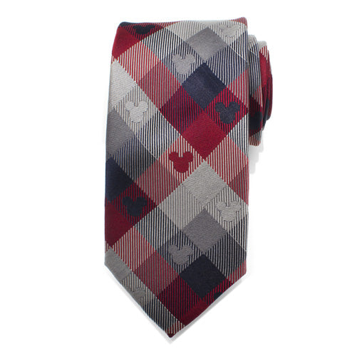 Mickey Mouse Red and Blue Plaid Men's Tie