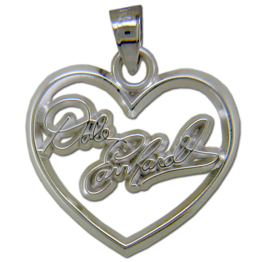 #3 NASCAR Driver Dale Earnhardt Signature Heart Silver Pendant