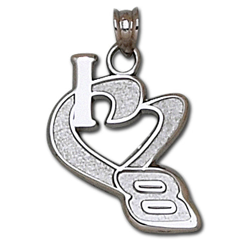 #8 NASCAR Driver I HEART 8 Sterling Silver Pendant