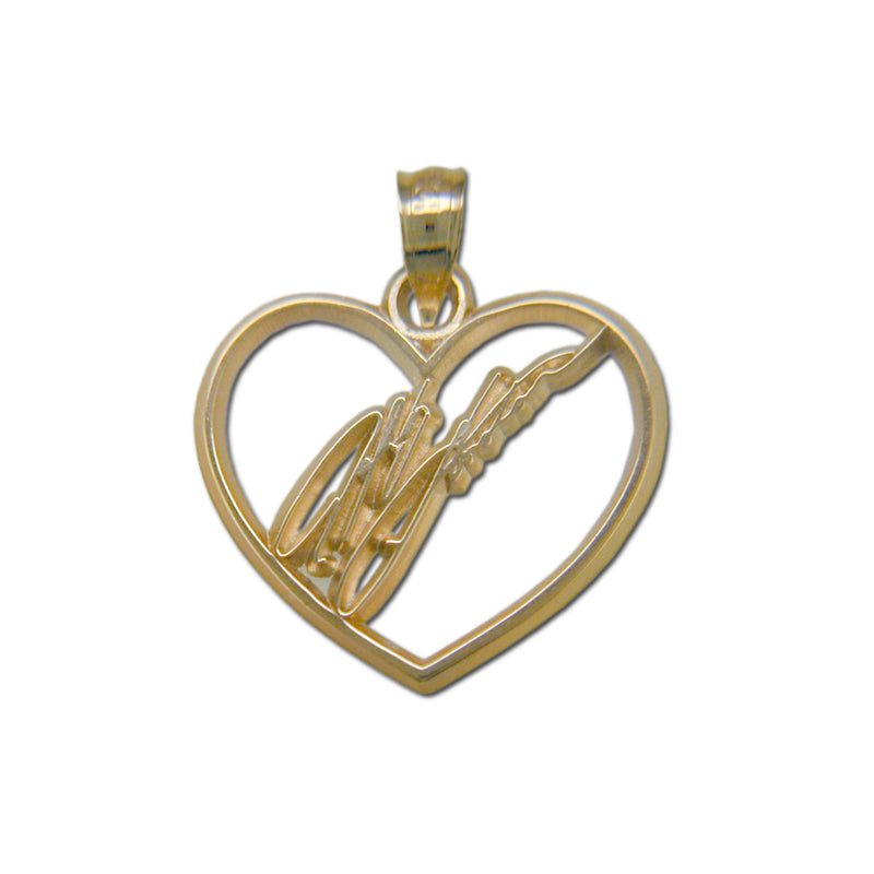 #24 NASCAR Driver Jeff Gordon Signature Heart 14 kt gold Pendant