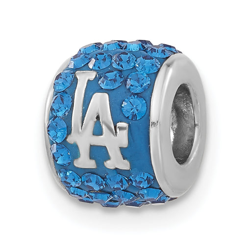 Sterling Silver MLB Los Angeles Dodgers Blue Crystal Bead