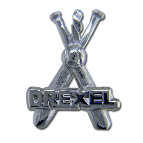 Drexel University Baseball Bats Silver Pendant