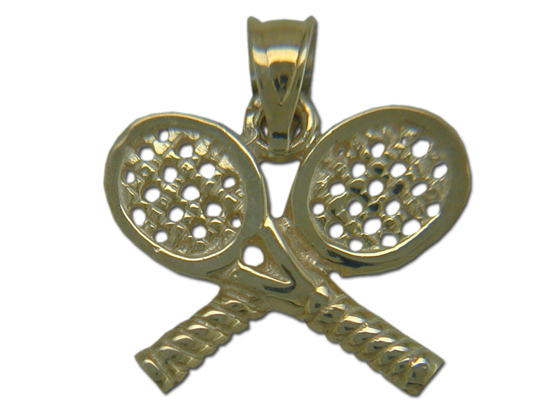 Tennis Rackets Crossed 14 kt Gold Pendant