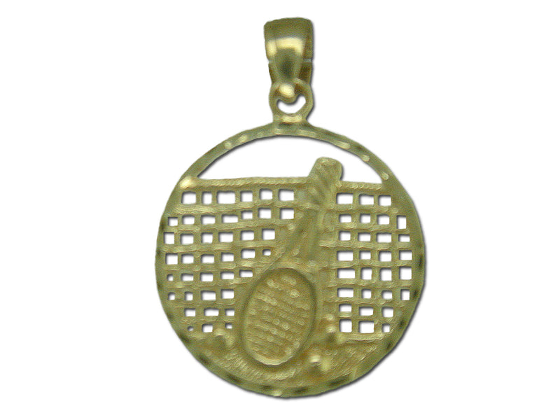 Tennis Racket and Net 14 kt Gold Pendant