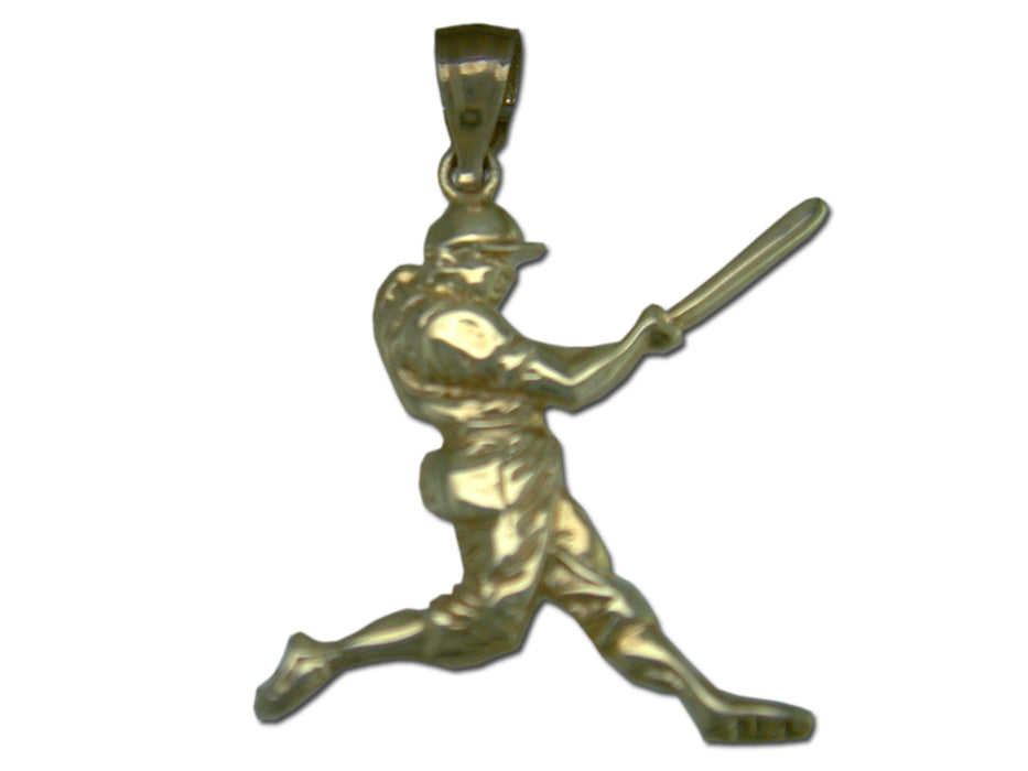Baseball Batter Swinging 14 kt Gold Pendant