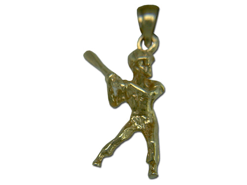 Baseball Batter 14 kt Gold Medium Pendant