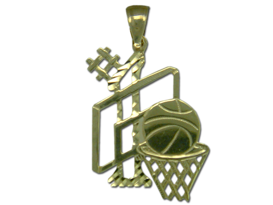 #1 Basketball Net and Basketball 14 kt Gold Pendant