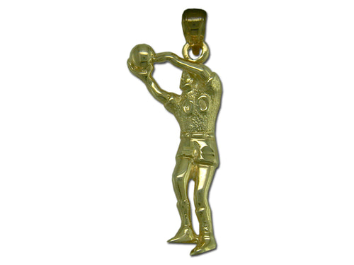 Basketball Player Shooting 14 kt Gold Pendant