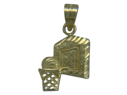 Basketball Net and Basketball 14 kt Gold Small Pendant