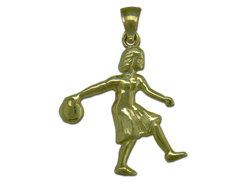 Women Bowler 14 kt gold Medium Pendant