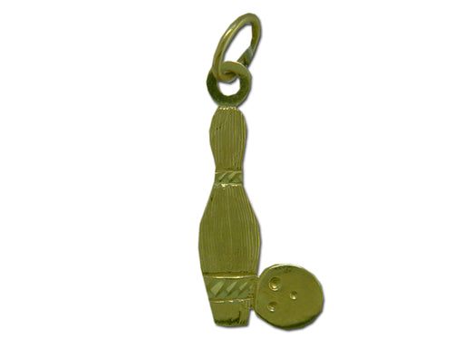 Bowling Pin and Ball 14 kt gold Pendant