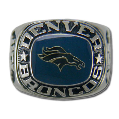 Denver Broncos Large Classic Silvertone NFL Ring