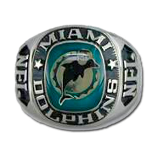 Miami Dolphins Large Classic Silvertone NFL Ring