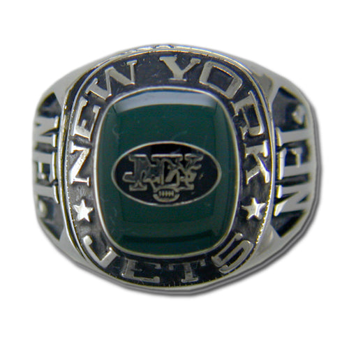New York Jets Large Classic Silvertone NFL Ring