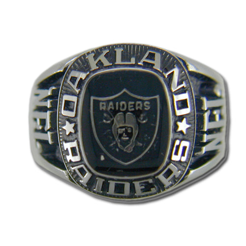 Oakland Raiders Large Classic Silvertone NFL Ring