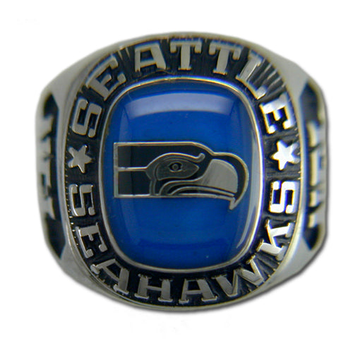 Seattle Seahawks Large Classic Silvertone NFL Ring