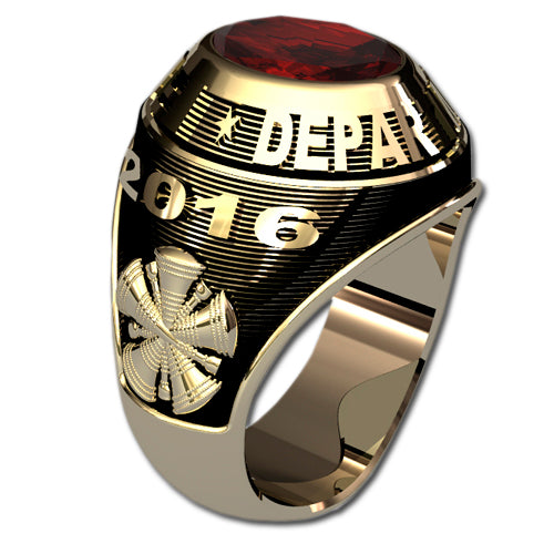 Mens Goldtone Traditional Firefighter Ring