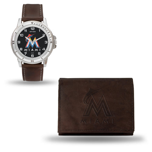 MLB Miami Marlins Leather Watch/Wallet Set by Rico Industries