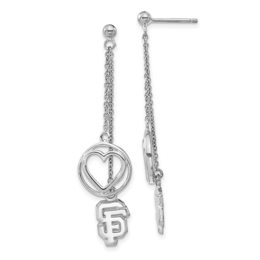 Sterling Silver MLB San Francisco Giants Beloved Heart Dangle Earrings