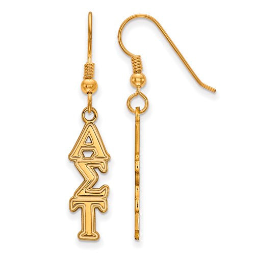 SS w/GP Alpha Sigma Tau Dangle Medium Earrings