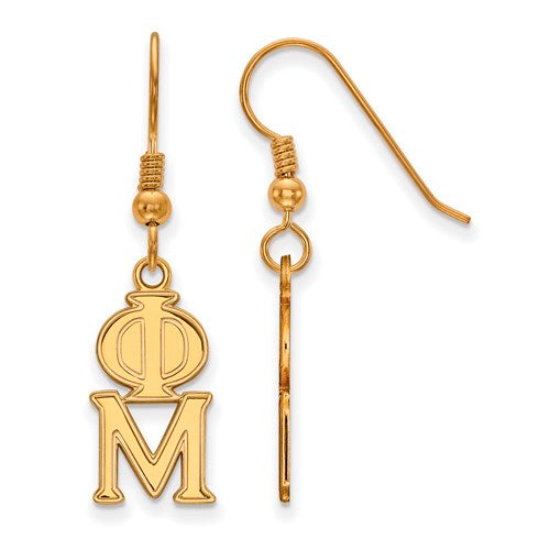 SS w/GP Phi Mu Dangle Medium Earrings