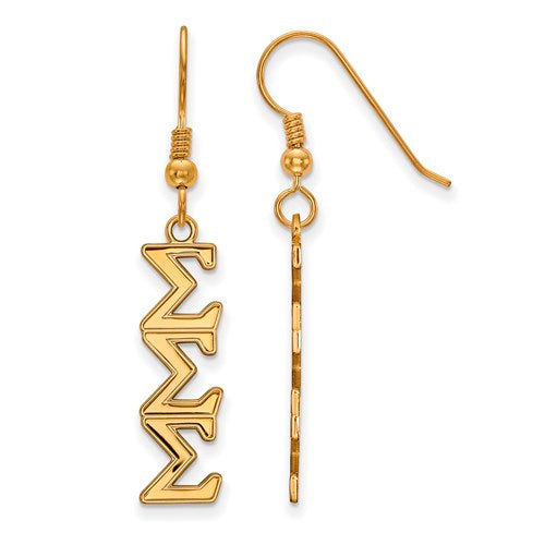SS w/GP Sigma Sigma Sigma Dangle Medium Earrings