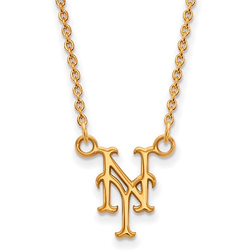 SS w/GP MLB  New York Mets Small Cap Logo Pendant w/Necklace