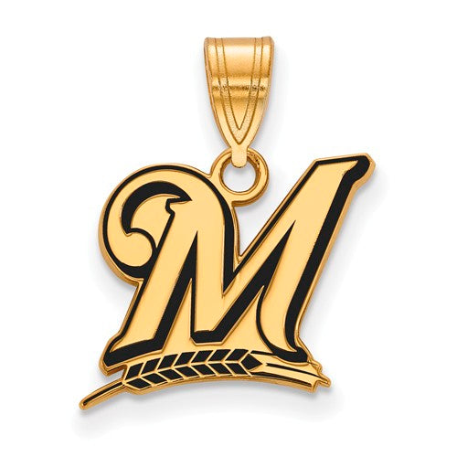 SS w/GP MLB  Milwaukee Brewers Medium Enamel Logo Pendant