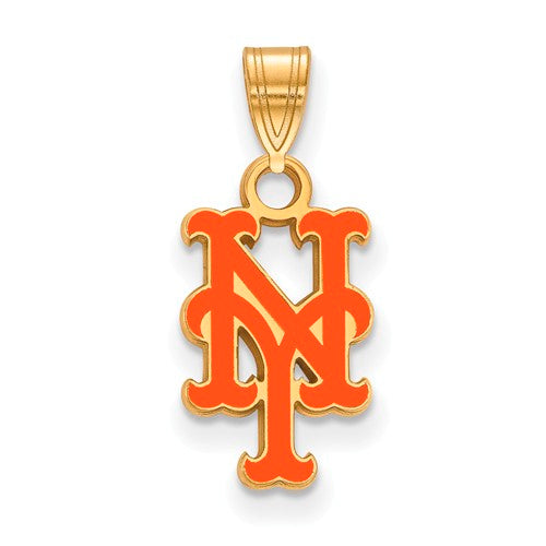 SS w/GP MLB  New York Mets Small Enamel Cap Logo Pendant