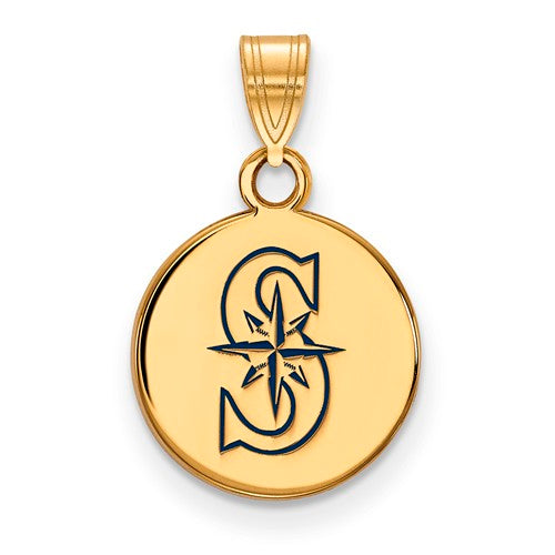 SS w/GP MLB  Seattle Mariners Small Enamel Disc Pendant