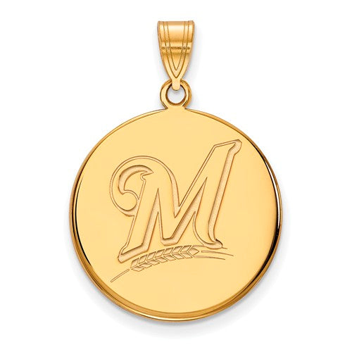 SS w/GP MLB  Milwaukee Brewers Large Disc Logo Pendant