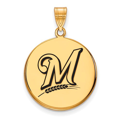 SS w/GP MLB  Milwaukee Brewers Large Enamel Disc Pendant