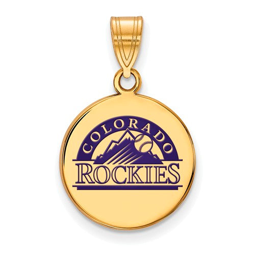 SS w/GP MLB  Colorado Rockies Medium Enamel Disc Alt Logo Pendant