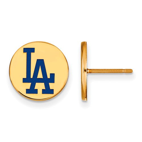 SS w/GP MLB  Los Angeles Dodgers Small Enamel Disc Earrings