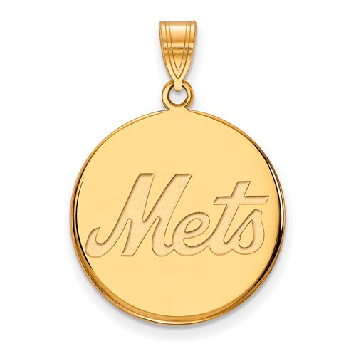 SS w/GP MLB  New York Mets Large "Mets" Disc Pendant
