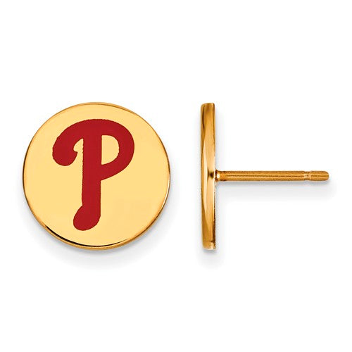 SS w/GP MLB  Philadelphia Phillies Small Enamel Disc Earrings