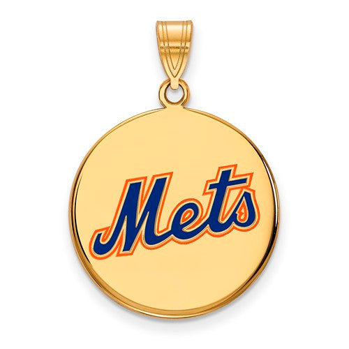 SS w/GP MLB  New York Mets Large Enamel "Mets" Disc Pendant