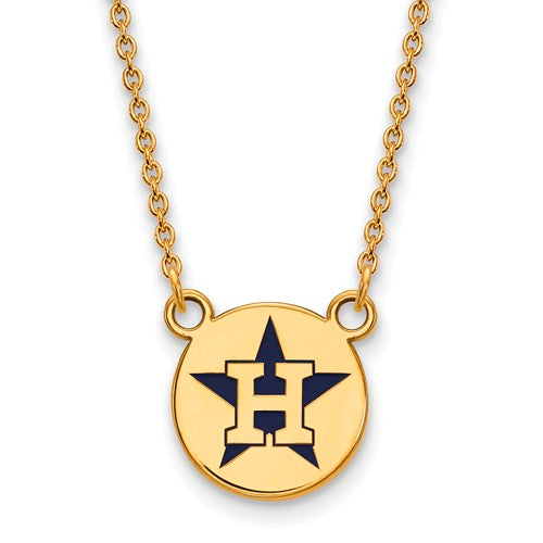 SS w/GP MLB  Houston Astros Small Enamel Disc Necklace