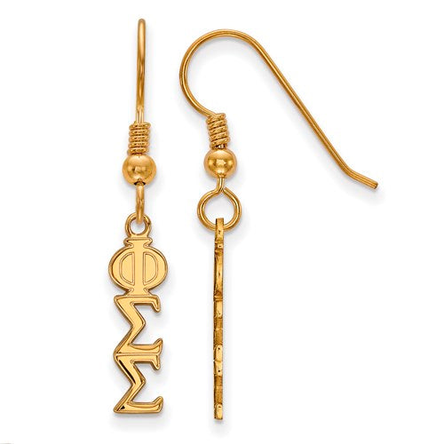 Sterling Silver with GP LogoArt Phi Sigma Sigma Small Dangle Earrings
