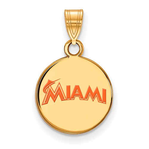 SS GP  Miami Marlins Large Enamel "MIAMI" Disc Pendant