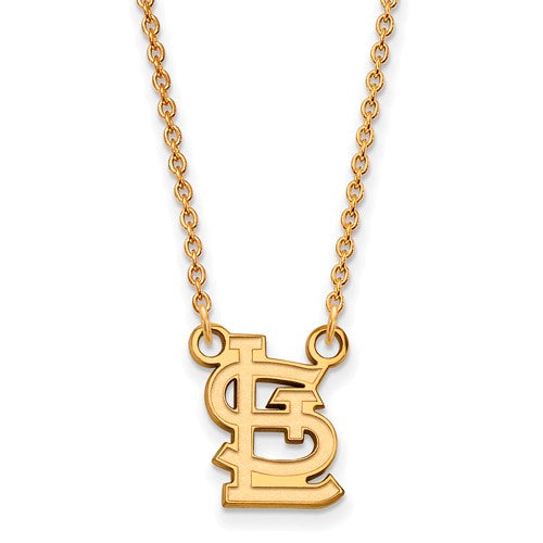 SS w/GP MLB  St. Louis Cardinals Small Cap Logo Pendant w/Necklace