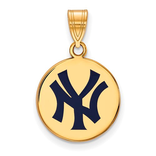 SS w/GP MLB  New York Yankees Medium Enamel Bold NY Disc Pendant