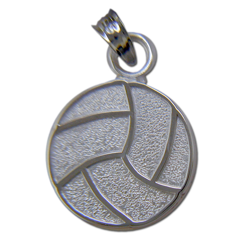 Large Flat Volleyball Sterling Silver Pendant