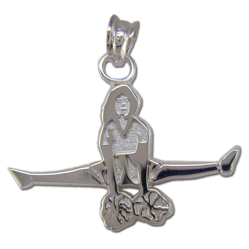 Cheerleader Pike Jump Poms Sterling Silver Pendant