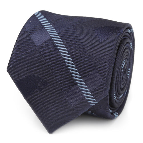 Stark Direwolf Blue Plaid Silk Men's Tie