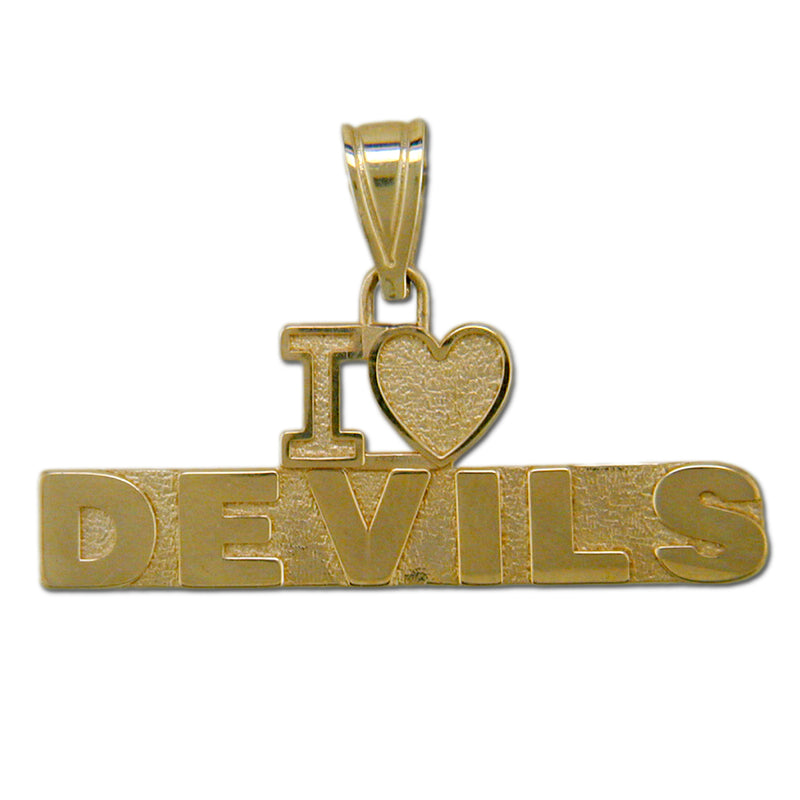 NJ Devils I Love Devils 14 kt Gold Pendant