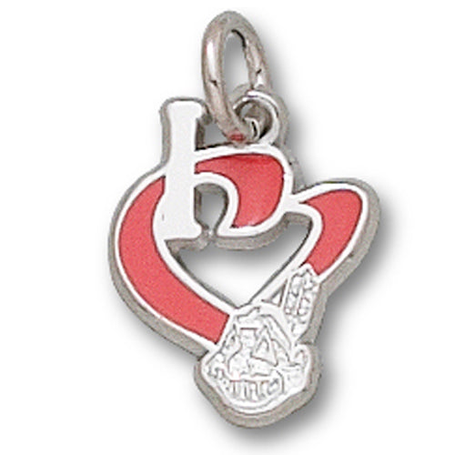 Cleveland Indians I Heart Logo with enamel Pendant