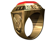 US Air Force Men's Championship Style Type I Goldtone Ring - Echoing the design of championship rings, this ring features Air Force insignia on the sides
